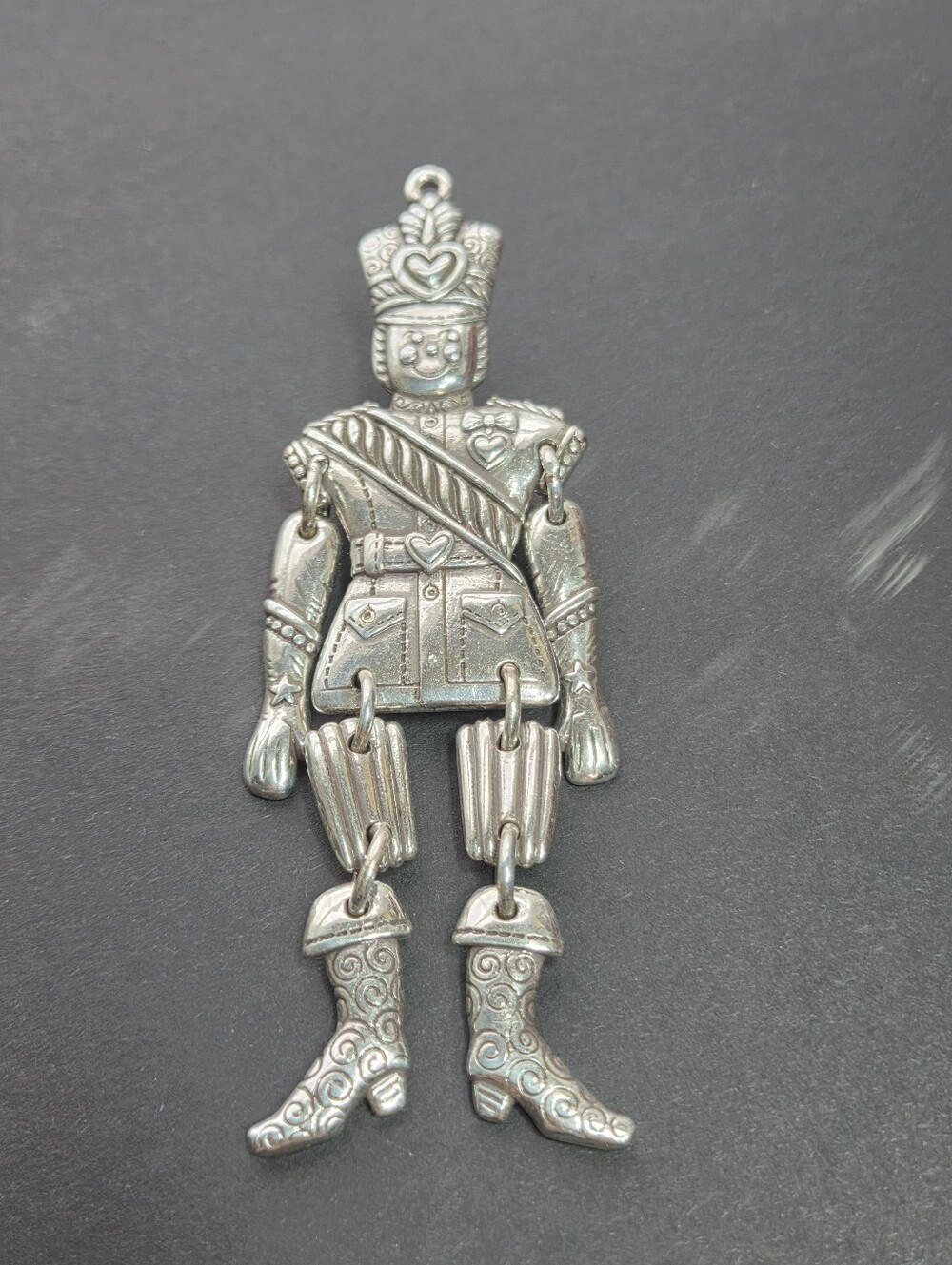 brighton articulating soldier ornament made brooch silver plated 4in